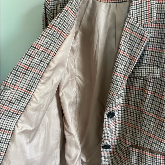 Ebossy Brown Plaid Tailored Blazer with Elbow Patches - Picture 12 of 12